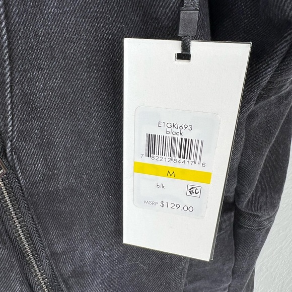 DKNY Studded Denim Moto Asymmetrical Zipper Jacket Size Medium NWT Black - Picture 6 of 8